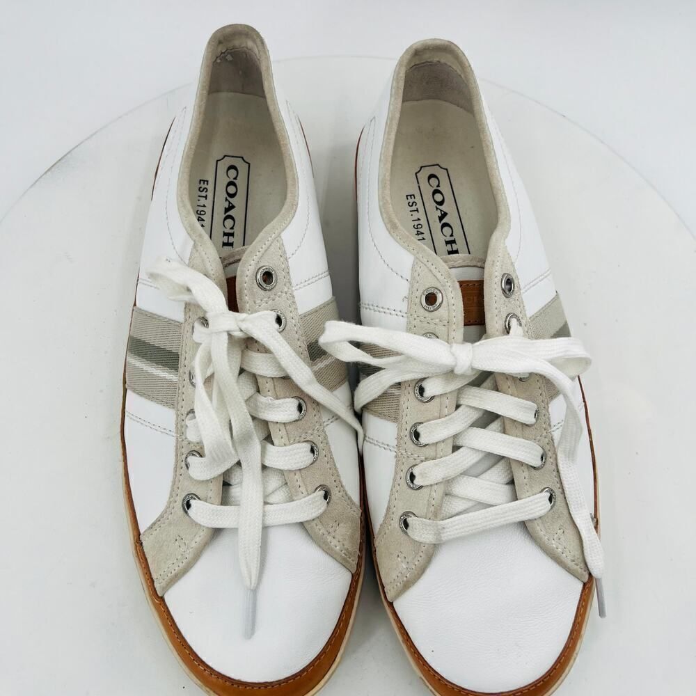 Coach Brad Women's Fashion Sneakers Lace Up White Leather Shoes Size 13M - Picture 9 of 13